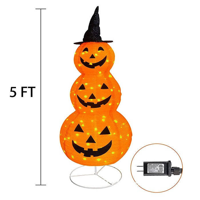 Halloween Pumpkin Yard Decoration with Black Hat