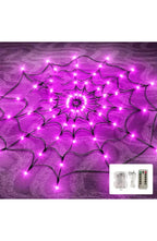 Halloween Spider Web Light with 70 LEDs | 8 Modes in Purple or Orange, 8 to 10 Hour Runtime | IP65 Waterproof, Bendable Spider