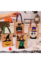 Halloween Trick or Treat Bag | 10.23 x 5.9 In Washable Cotton Linen with Stitched Handles | Pumpkin, Cat, Witch or Skull Design