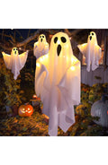 Hanging Halloween Ghost Decoration | 19.7 x 15.7 In PVC with 3 LED Light Modes | Battery Powered with Hook for Porch or Yard