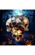 Hanging Halloween Skull Light Catcher | 5.91 In Acrylic Skulls with Cracked Detailing on a Metal Chain | 3 or 4 Skull Cluster