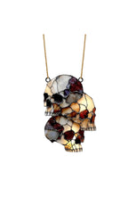 Hanging Halloween Skull Light Catcher | 5.91 In Acrylic Skulls with Cracked Detailing on a Metal Chain | 3 or 4 Skull Cluster