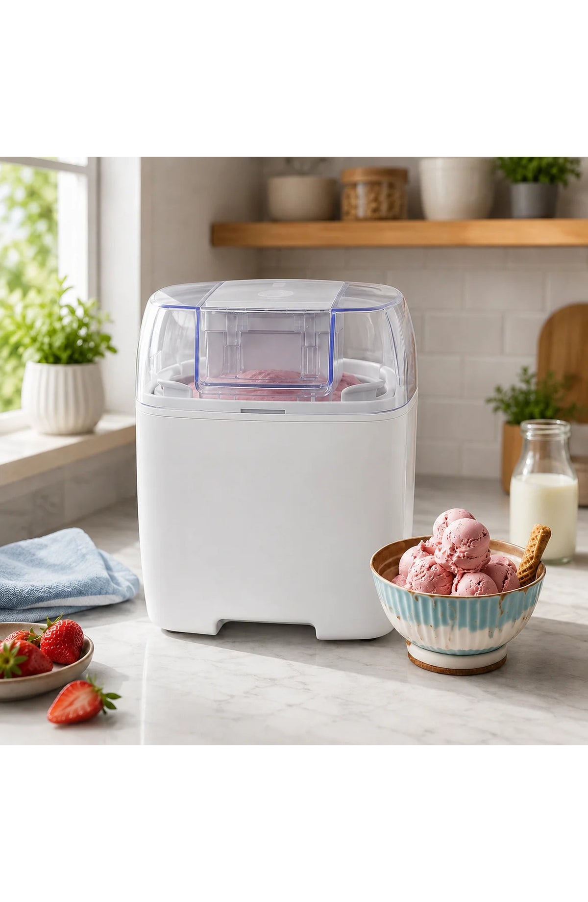 Ice Cream Maker Machine, 1.5L Freezing Bowl