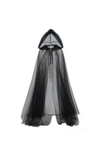 Hooded Witch Cape Halloween Costume | Layered Black Tulle with Deep Hood | One Size Fits Most, Hem Trims to Length, Washable