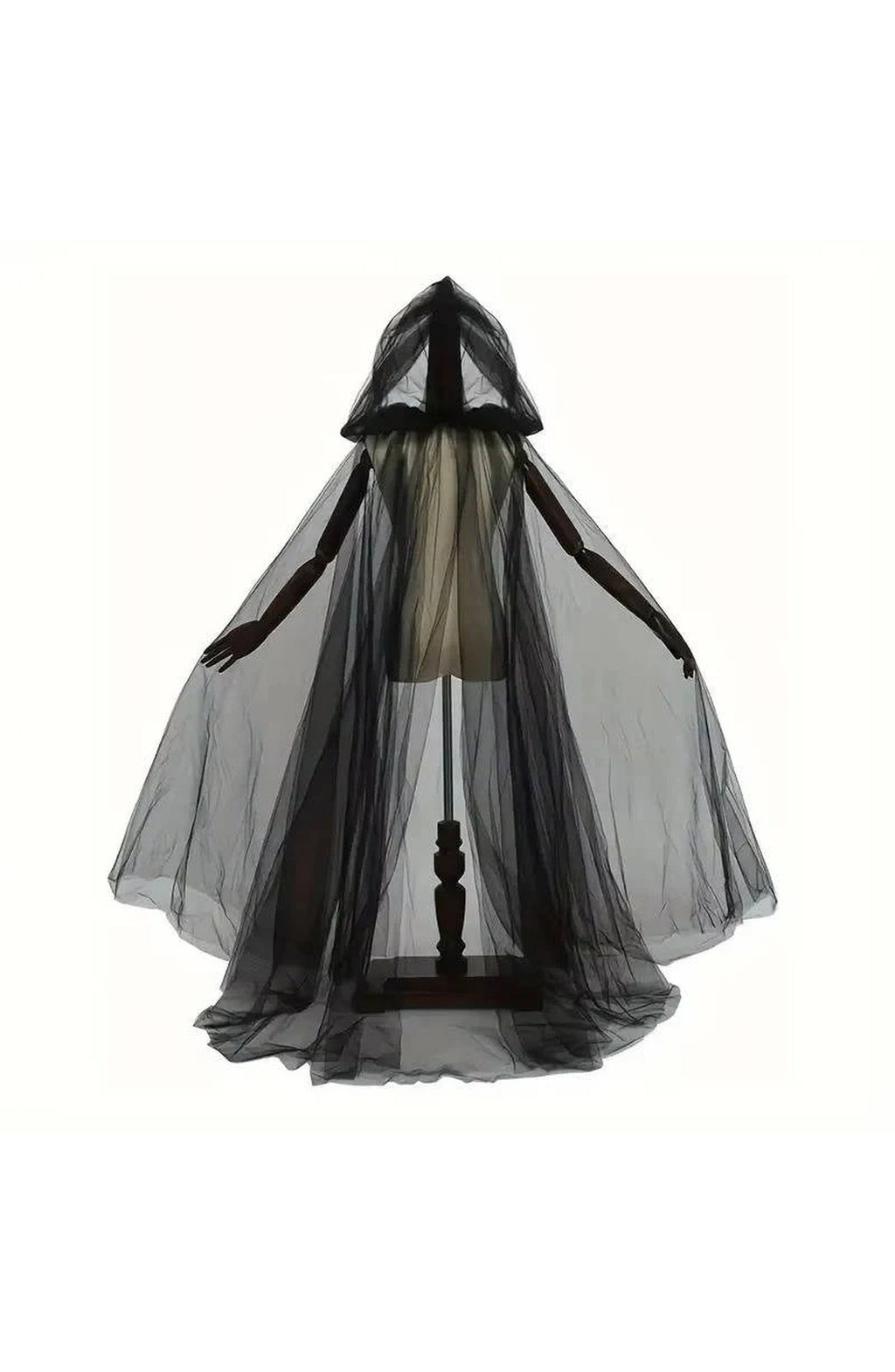 Hooded Witch Cape Halloween Costume | Layered Black Tulle with Deep Hood | One Size Fits Most, Hem Trims to Length, Washable