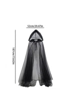 Hooded Witch Cape Halloween Costume | Layered Black Tulle with Deep Hood | One Size Fits Most, Hem Trims to Length, Washable