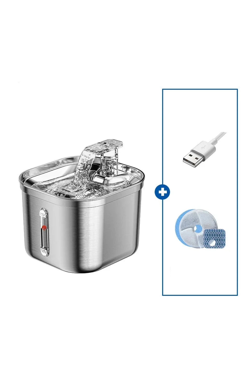 Stainless Steel Pet Water Dispenser - Filtered, Auto Circulation