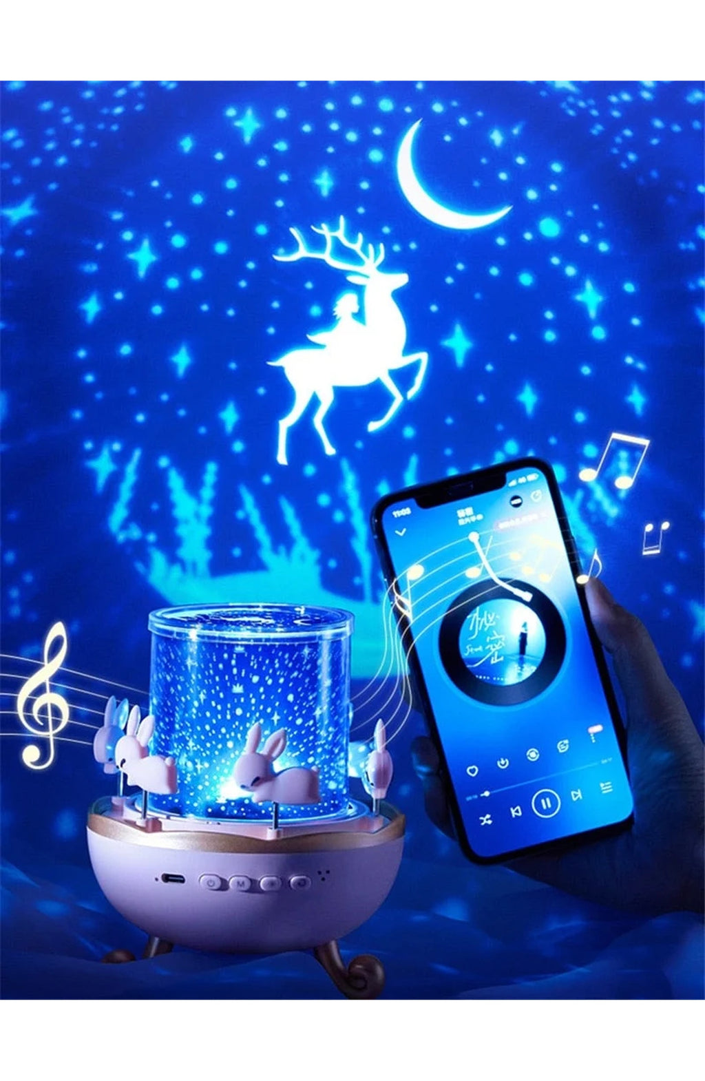 Kids Projector Night Light - 12 Themes, Bluetooth Music