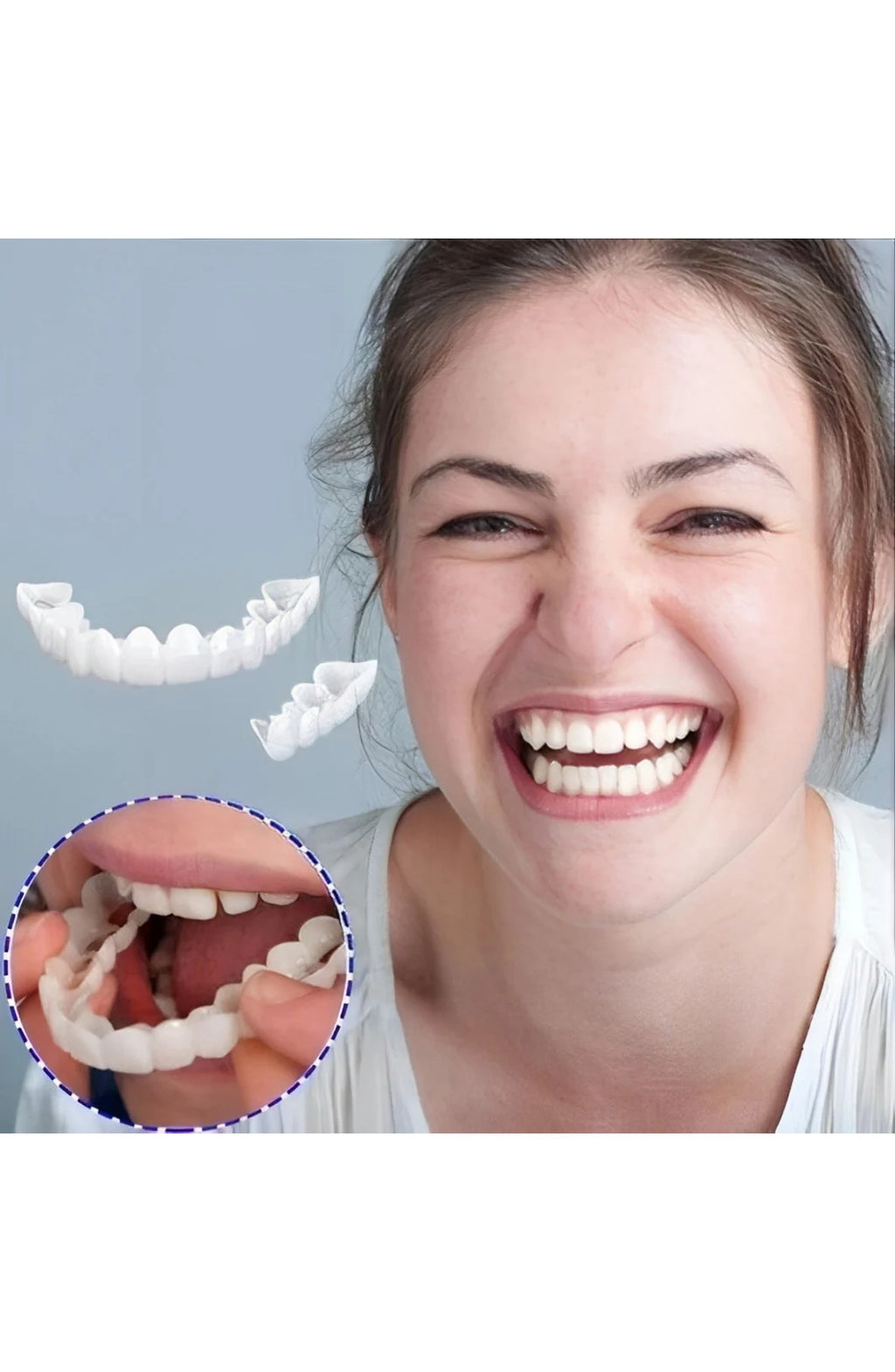 Cosmetic Teeth Cover, Upper and Lower Smile Veneer Set for Photos