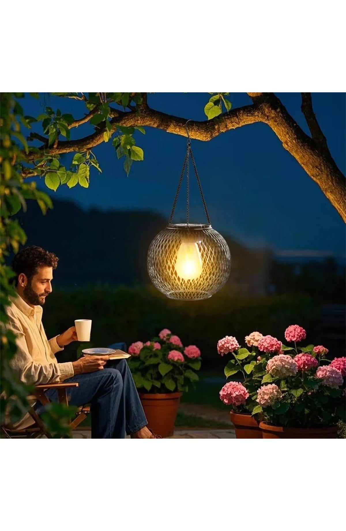 Outdoor Solar Hanging Lantern - Warm White Garden Light