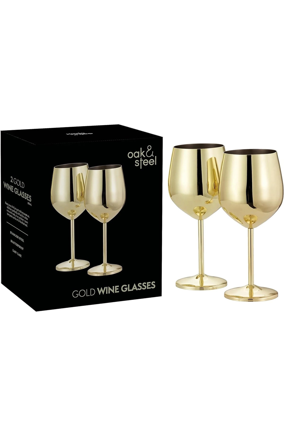 Stainless Steel Wine Glasses, Gold Shatterproof Metal Wine Cups – 500 ml