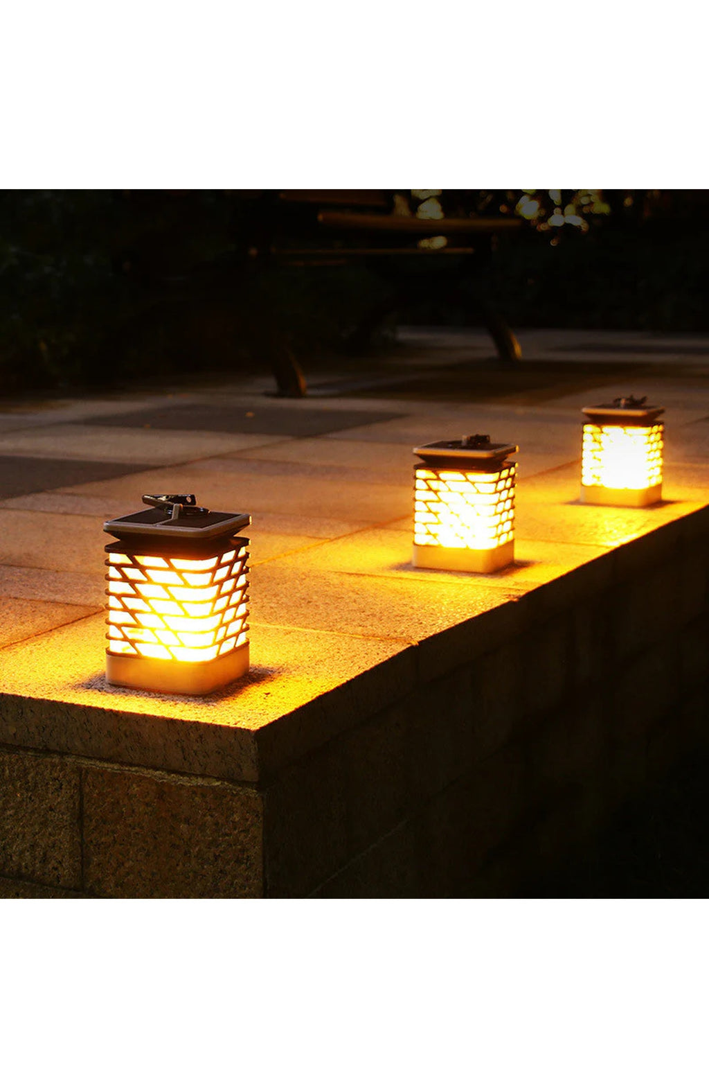 Solar LED Garden Lantern - Flame Effect, Grooved Design