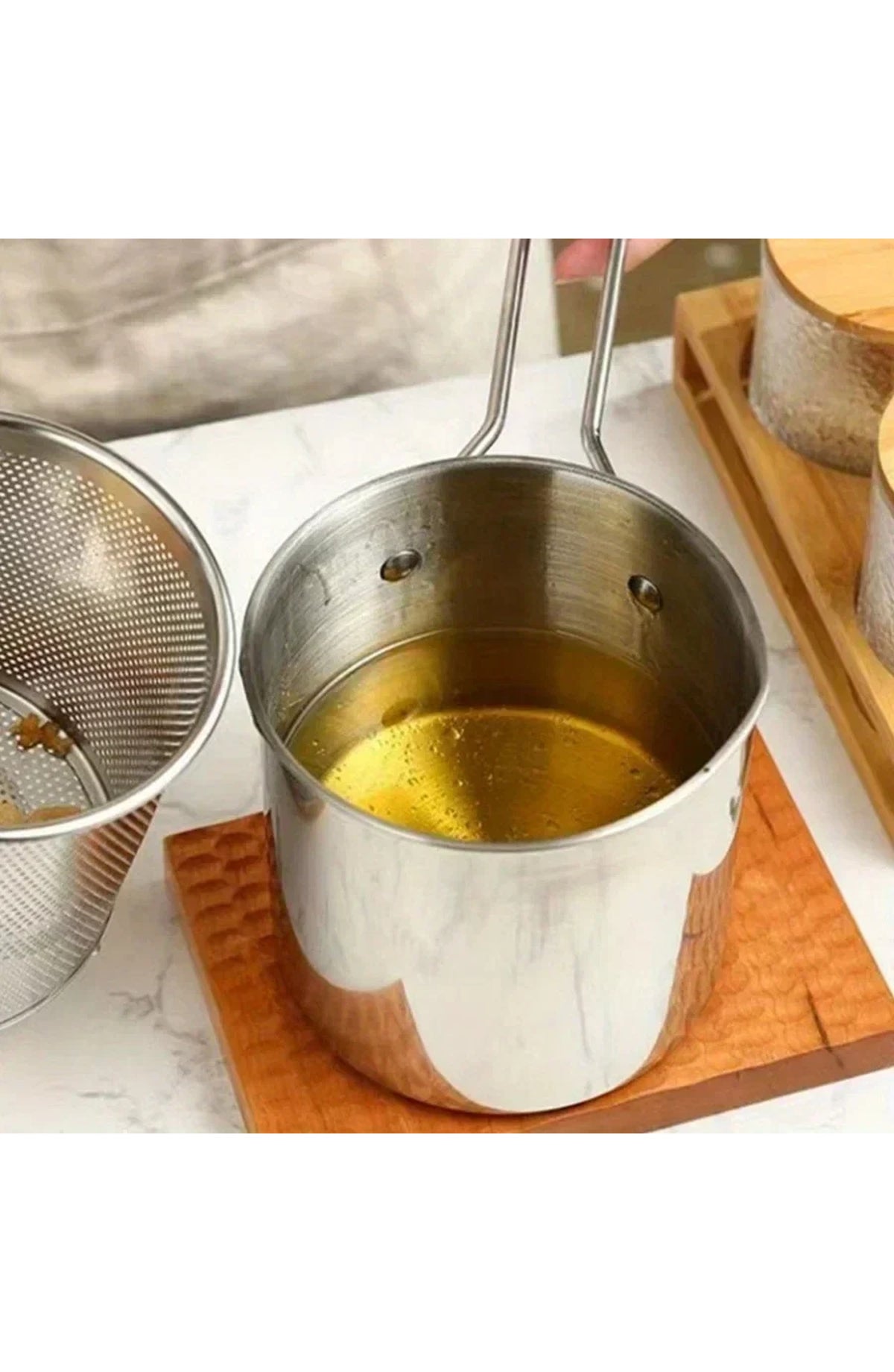 Deep Fryer Pot with Strainer Basket, 304 Stainless Steel – 1200 ml