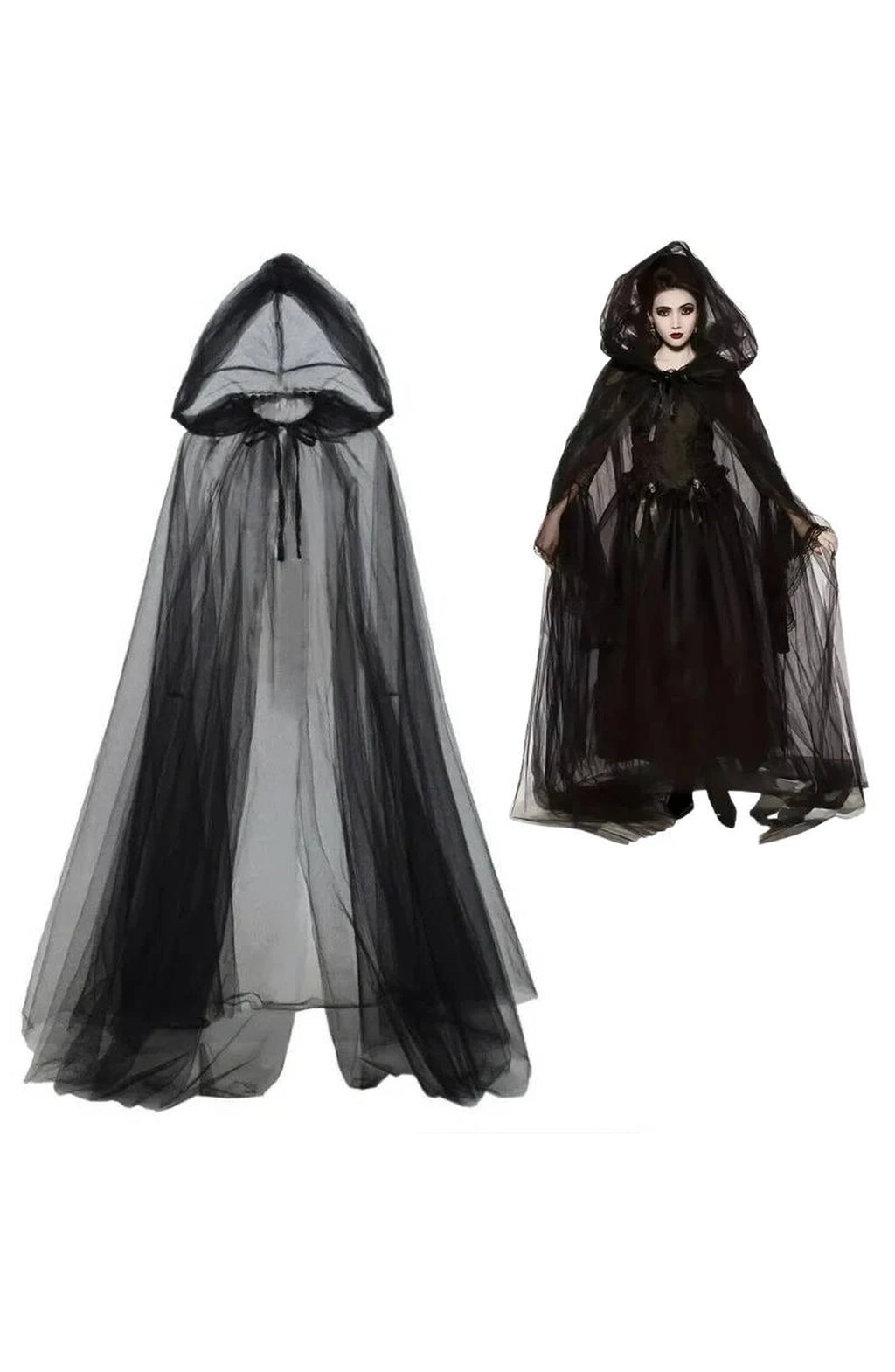 Witch Cloak Costume for Women - Hooded Halloween Robe