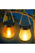 Solar Porch Lantern with Flame Effect - Rope Handle, IP65
