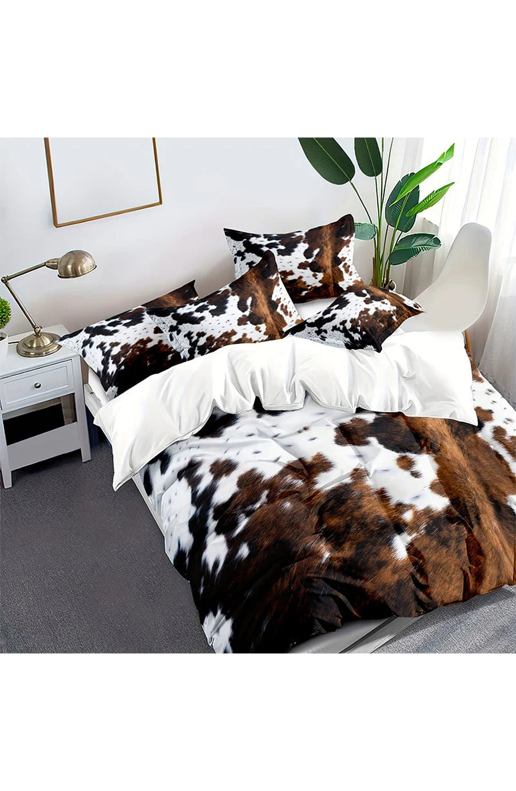Cowhide Print Duvet Cover Set - Soft Polyester Bedding, 2 & 3 Piece