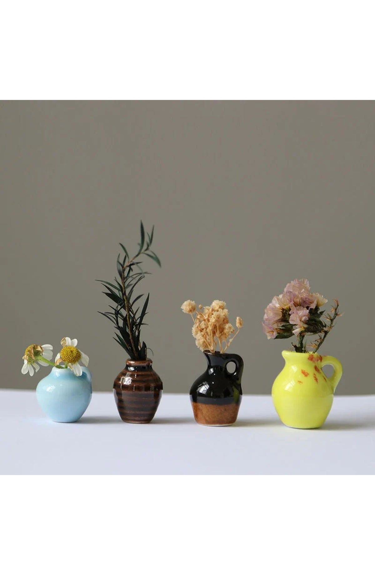 Ceramic Miniature Vase Fridge Magnets - Set of 4