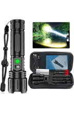 Rechargeable LED Flashlight, Zoomable Metal Torch, 5 Modes, USB-C