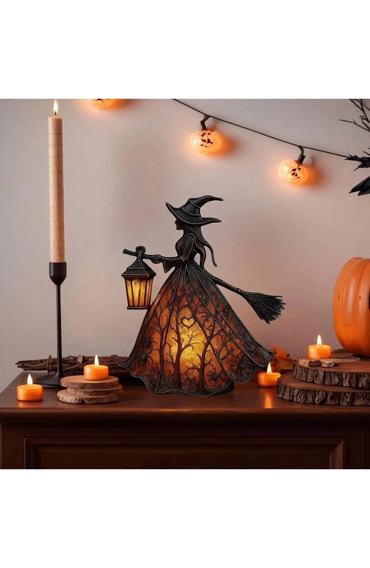Halloween Witch Table Lamp - Silhouette Desk Light