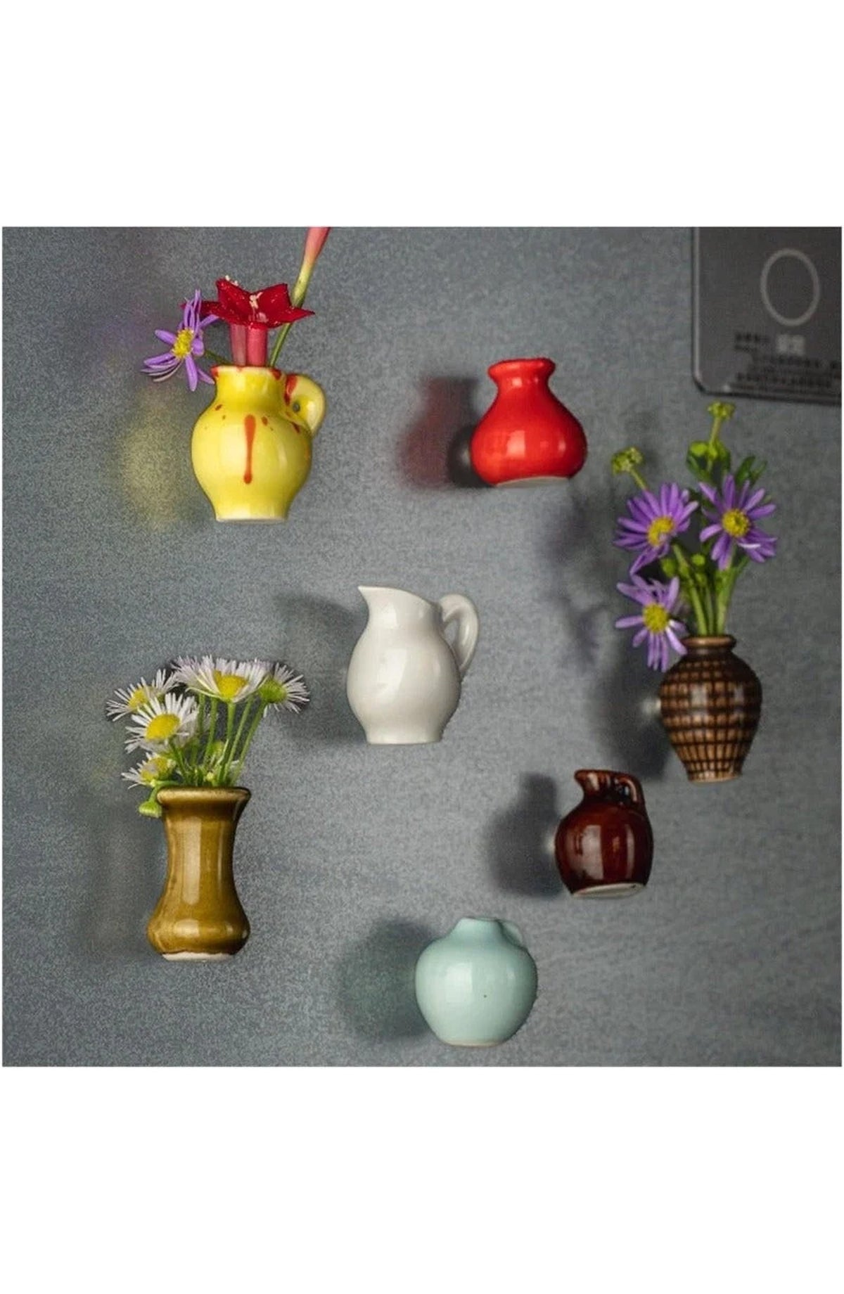 Ceramic Miniature Vase Fridge Magnets - Set of 4