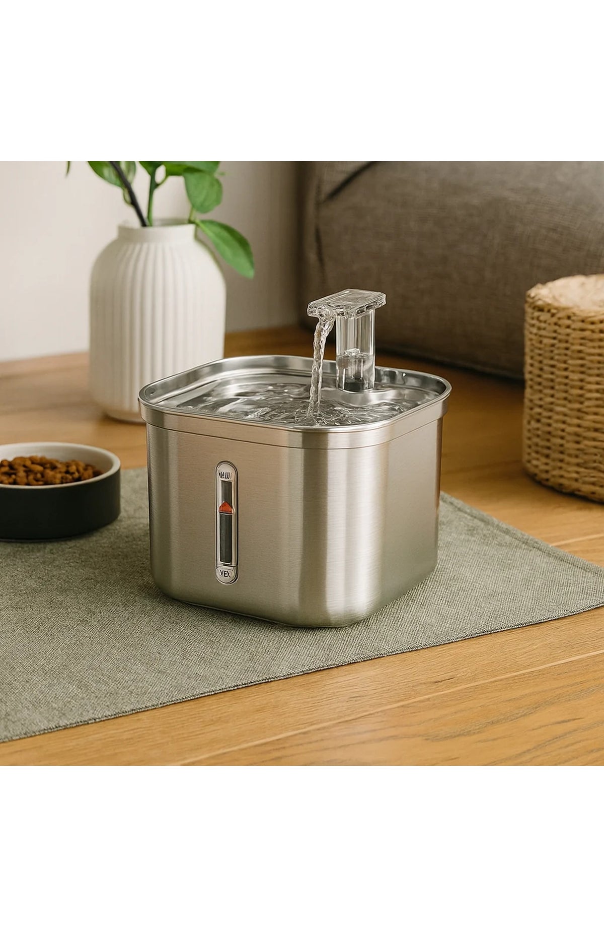 Stainless Steel Pet Water Dispenser - Filtered, Auto Circulation