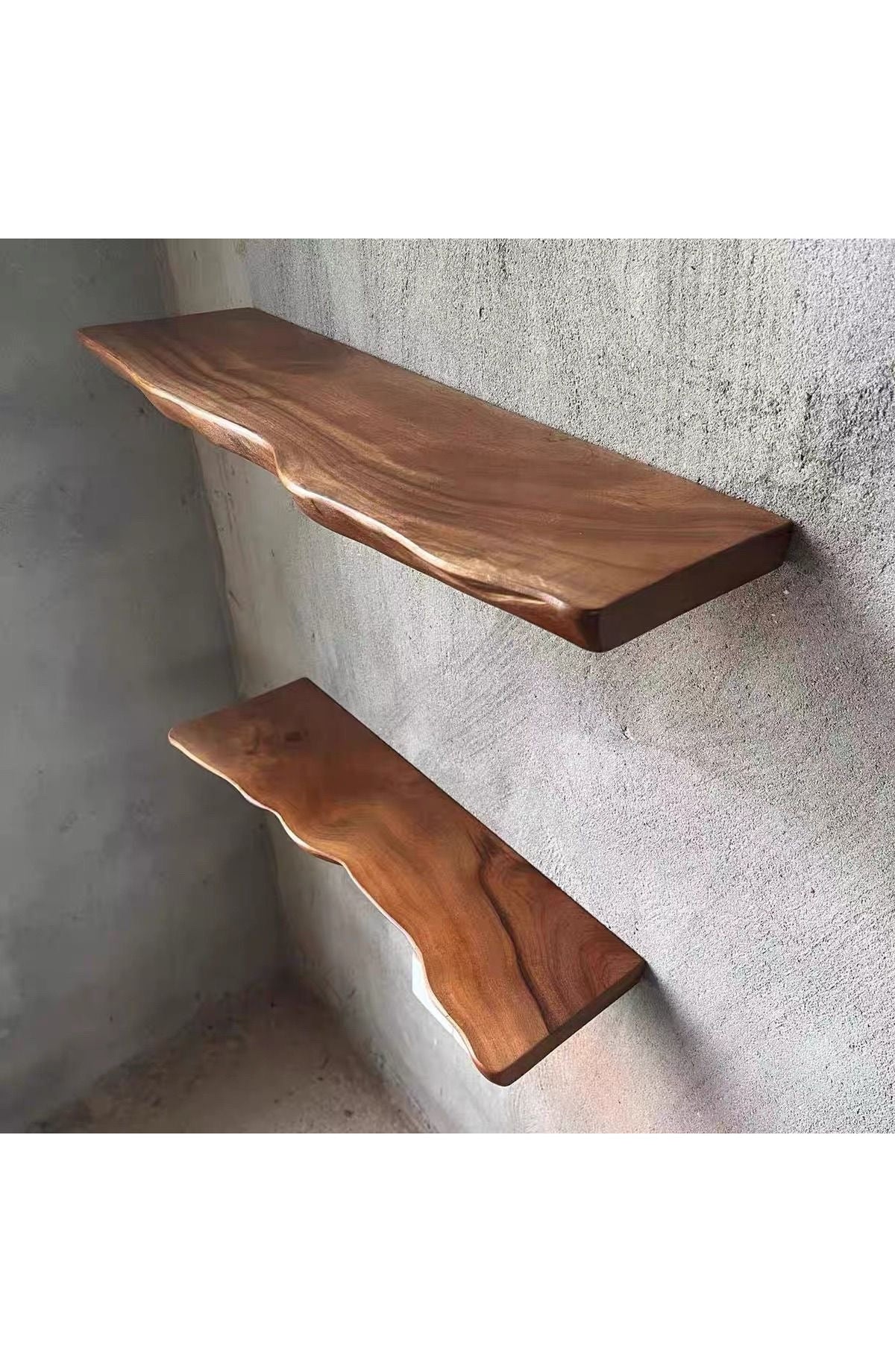 Floating Shelf Live Edge, Solid Hardwood Rustic Wall Shelf – 4 Sizes