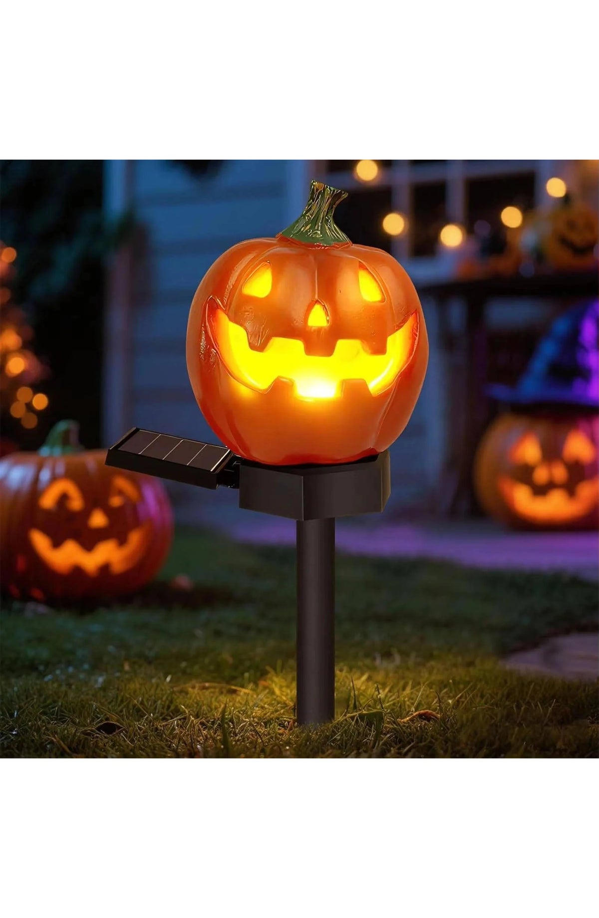 Pumpkin Decor Pathway Lights - Solar Jack-o-Lantern Stakes