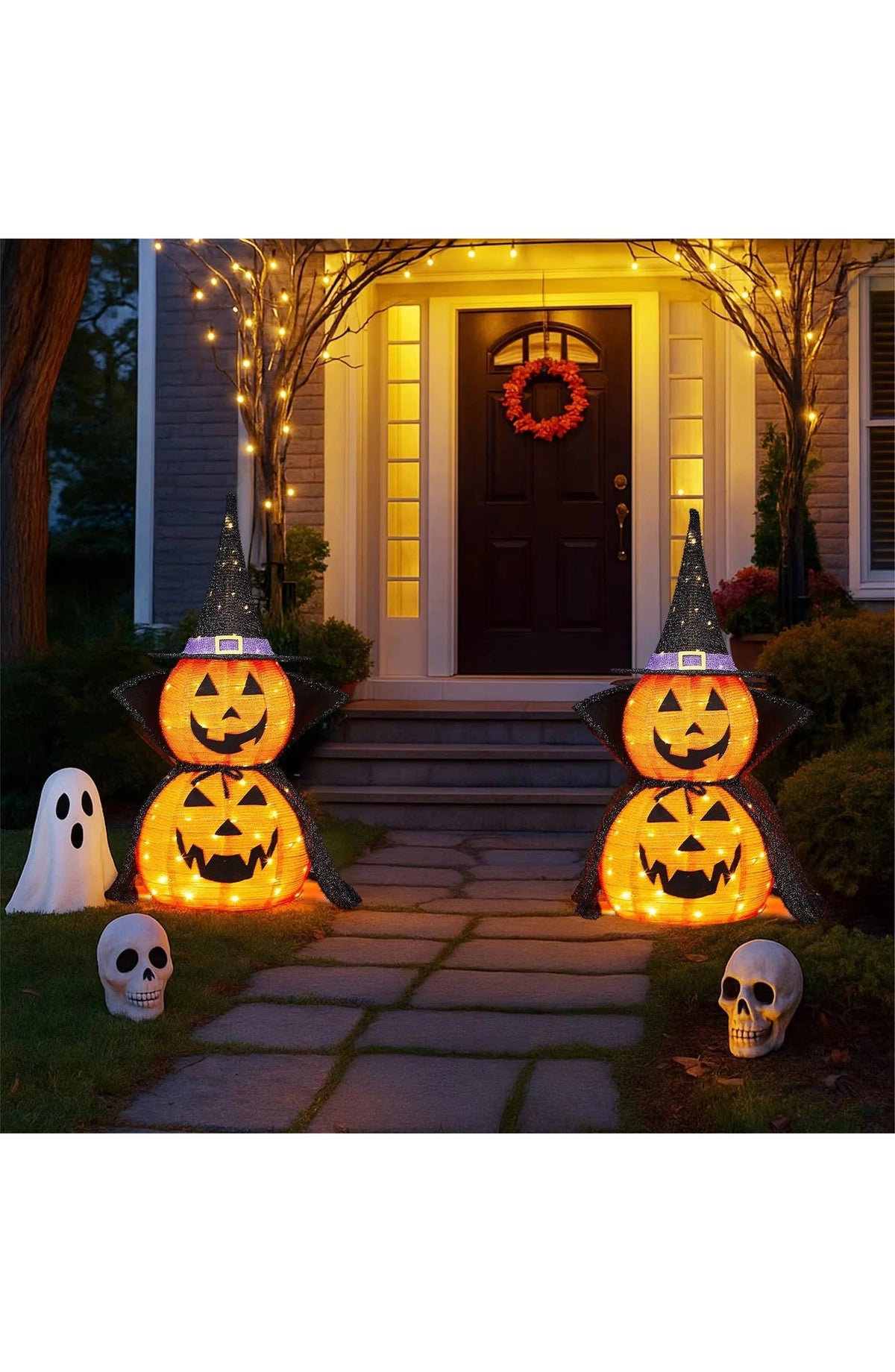3ft Pumpkin Decor Set of 2 - Collapsible Lighted Halloween