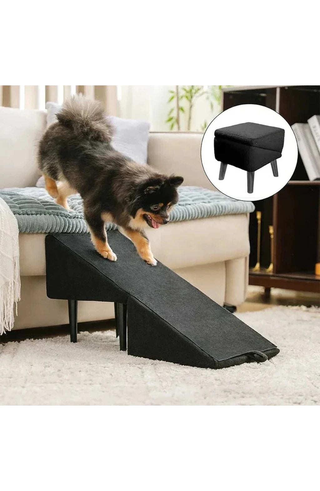 2-in-1 Convertible Dog Ramp & Step Stool – Supports 200 lbs