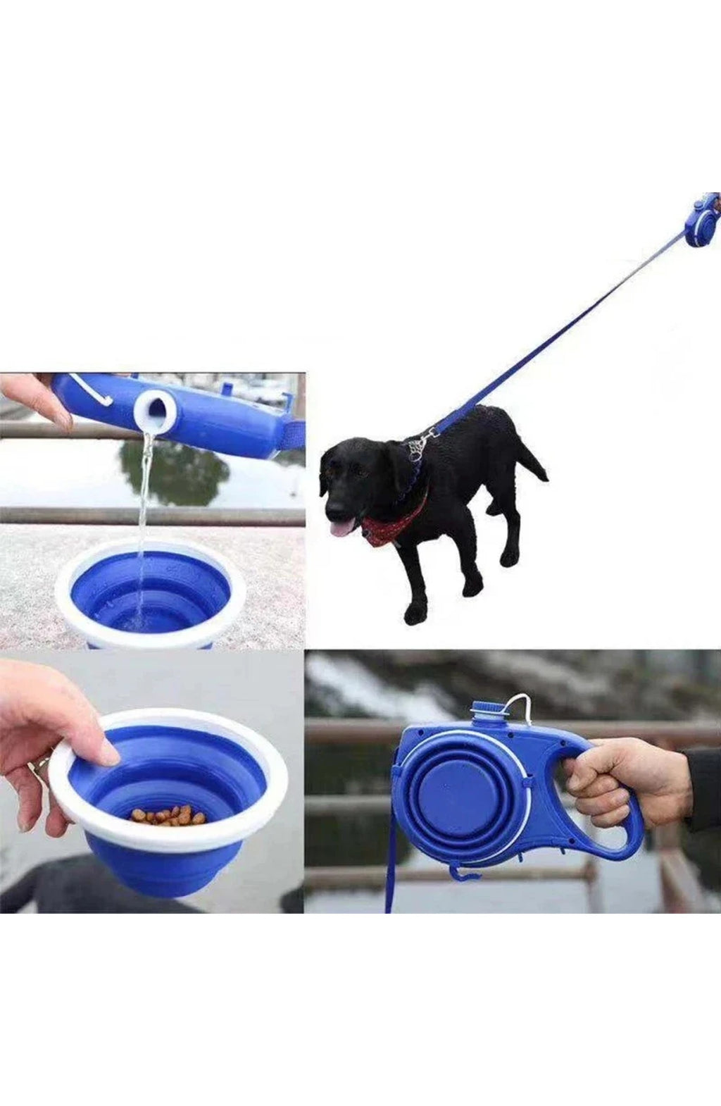 4-in-1 Dog Leash with Water Bottle, Bowl & Bag Dispenser