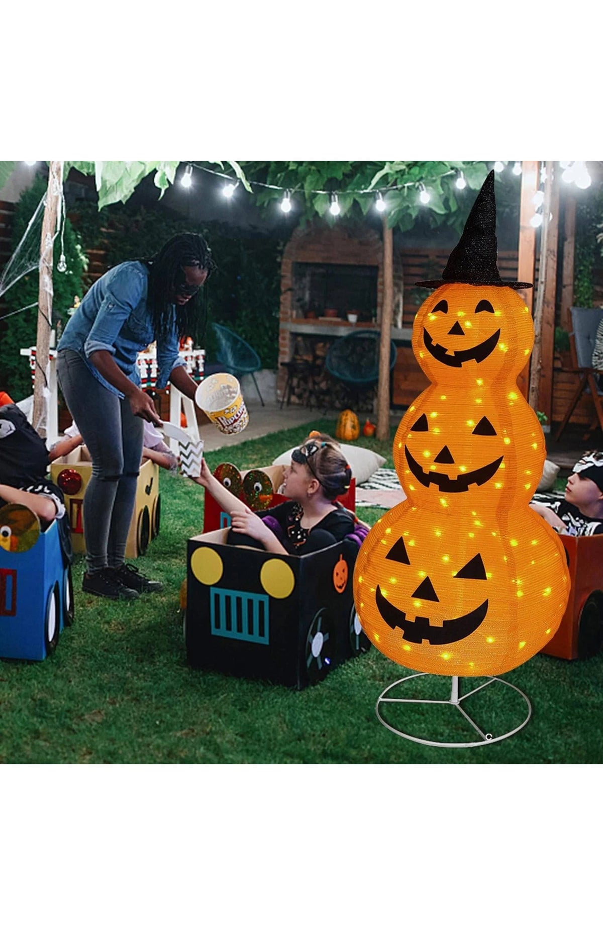Stacked Pumpkin Decor - Light-Up Outdoor Halloween Set