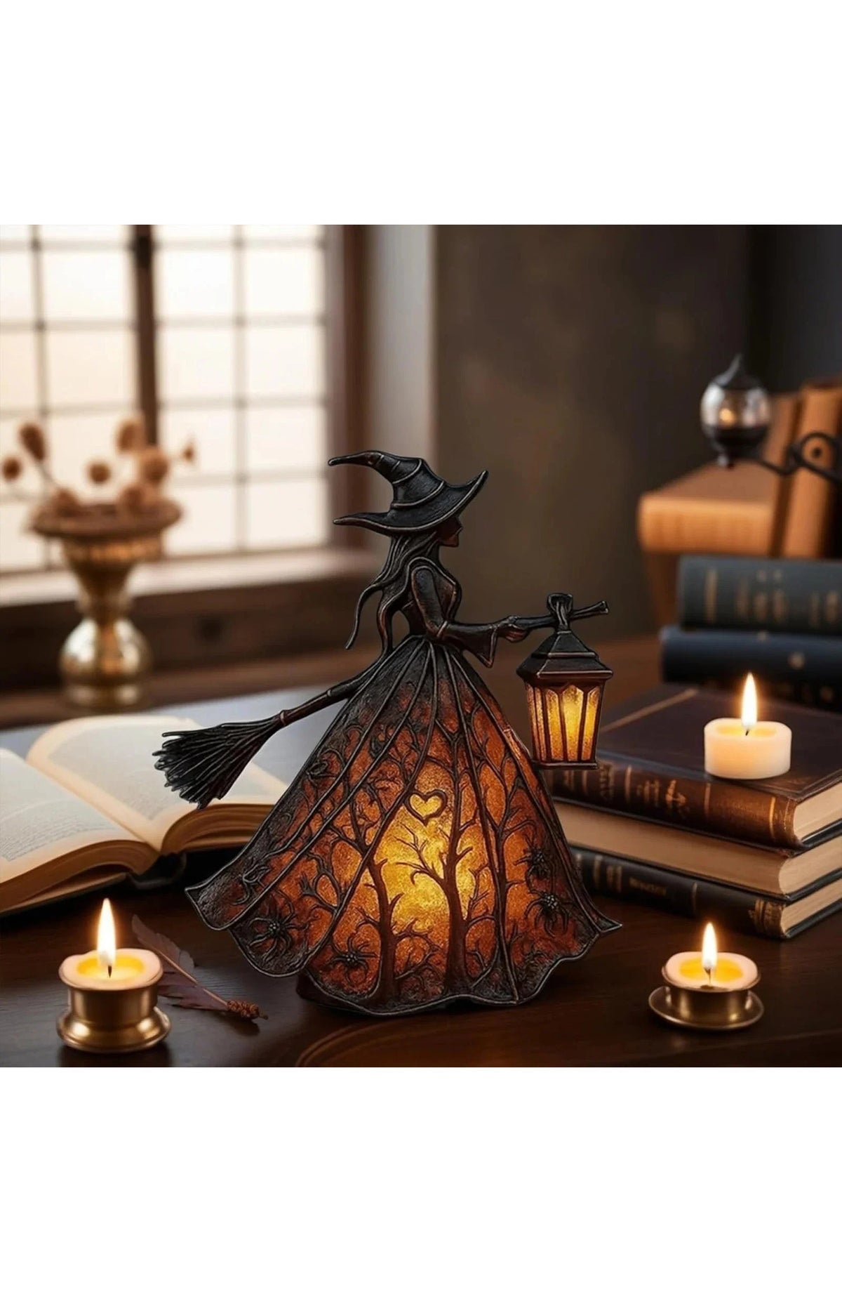 Halloween Witch Table Lamp - Silhouette Desk Light
