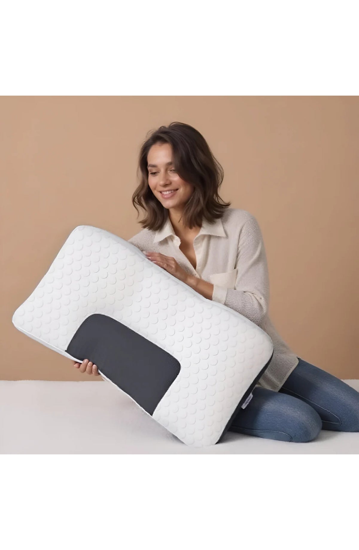 Cervical Pillow for Neck Support, Contoured Ergonomic Shape – 4 Heights