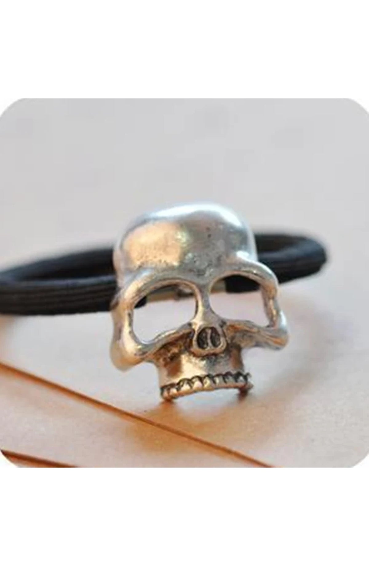 Skull & Crow Hair Ties - Metal Ponytail Holders, Set of 4