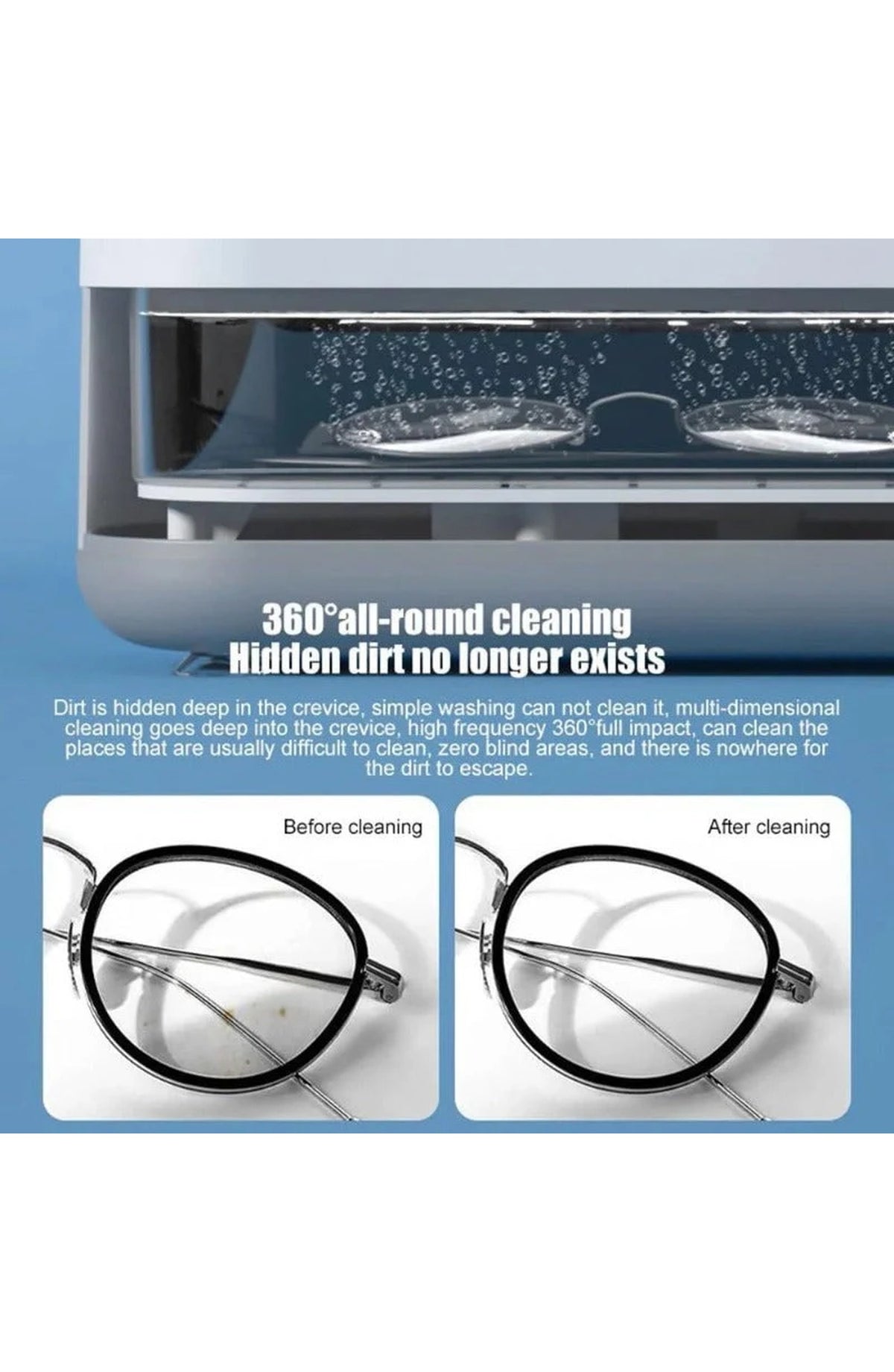 Ultrasonic Jewelry Cleaner, Compact, for Rings, Glasses and Watches