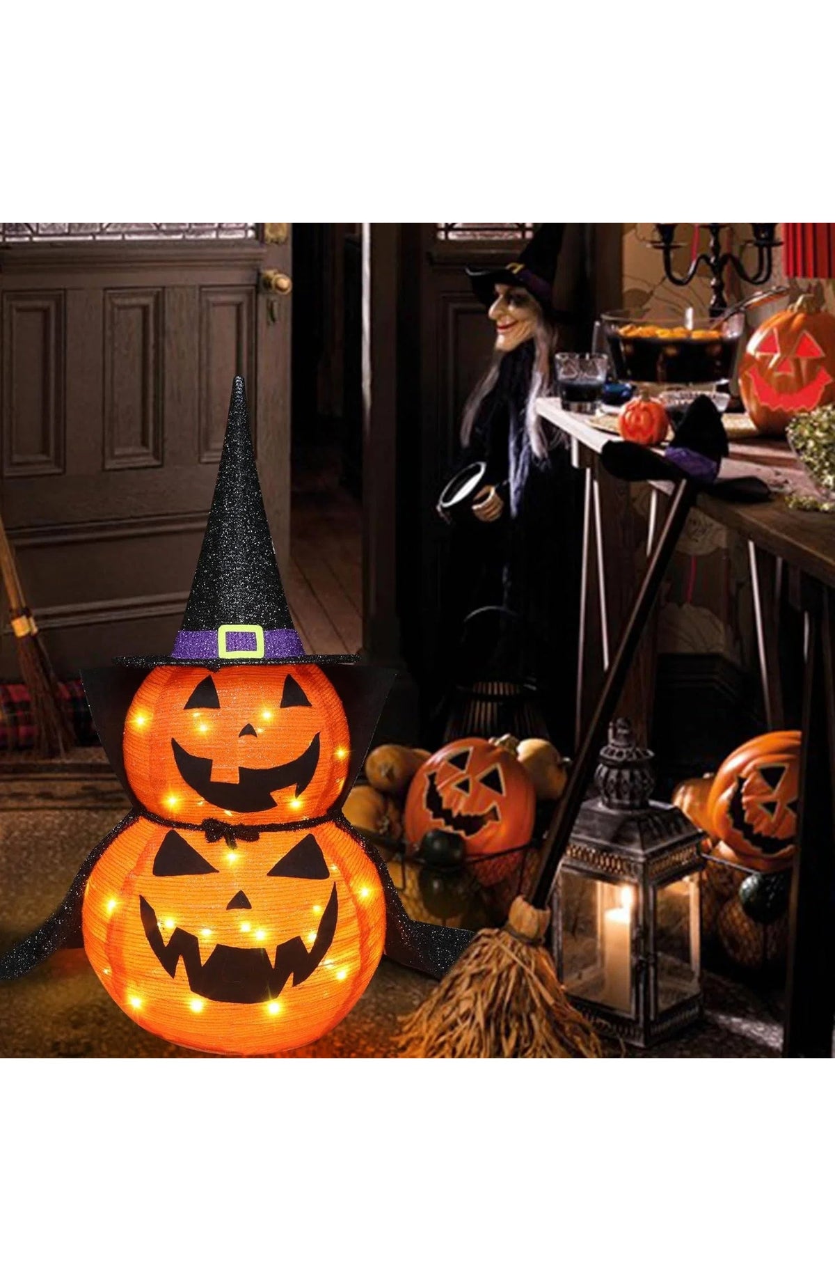 3ft Pumpkin Decor Set of 2 - Collapsible Lighted Halloween