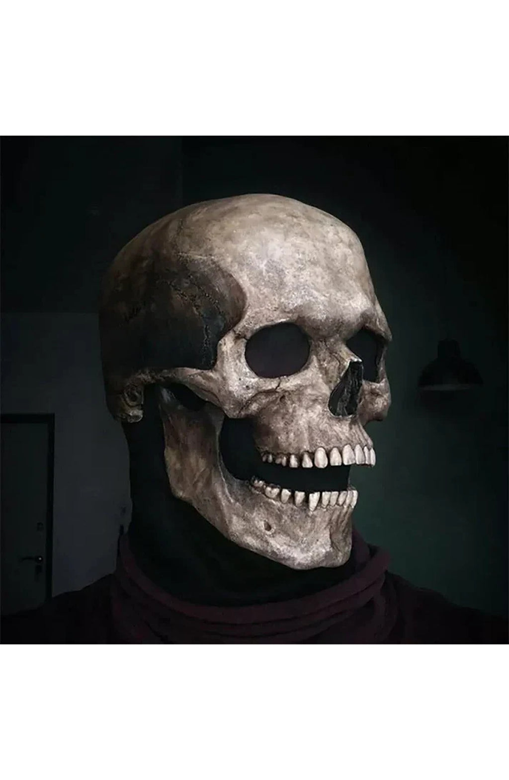 Full Head Skull Mask with Movable Jaw - Latex Halloween Mask