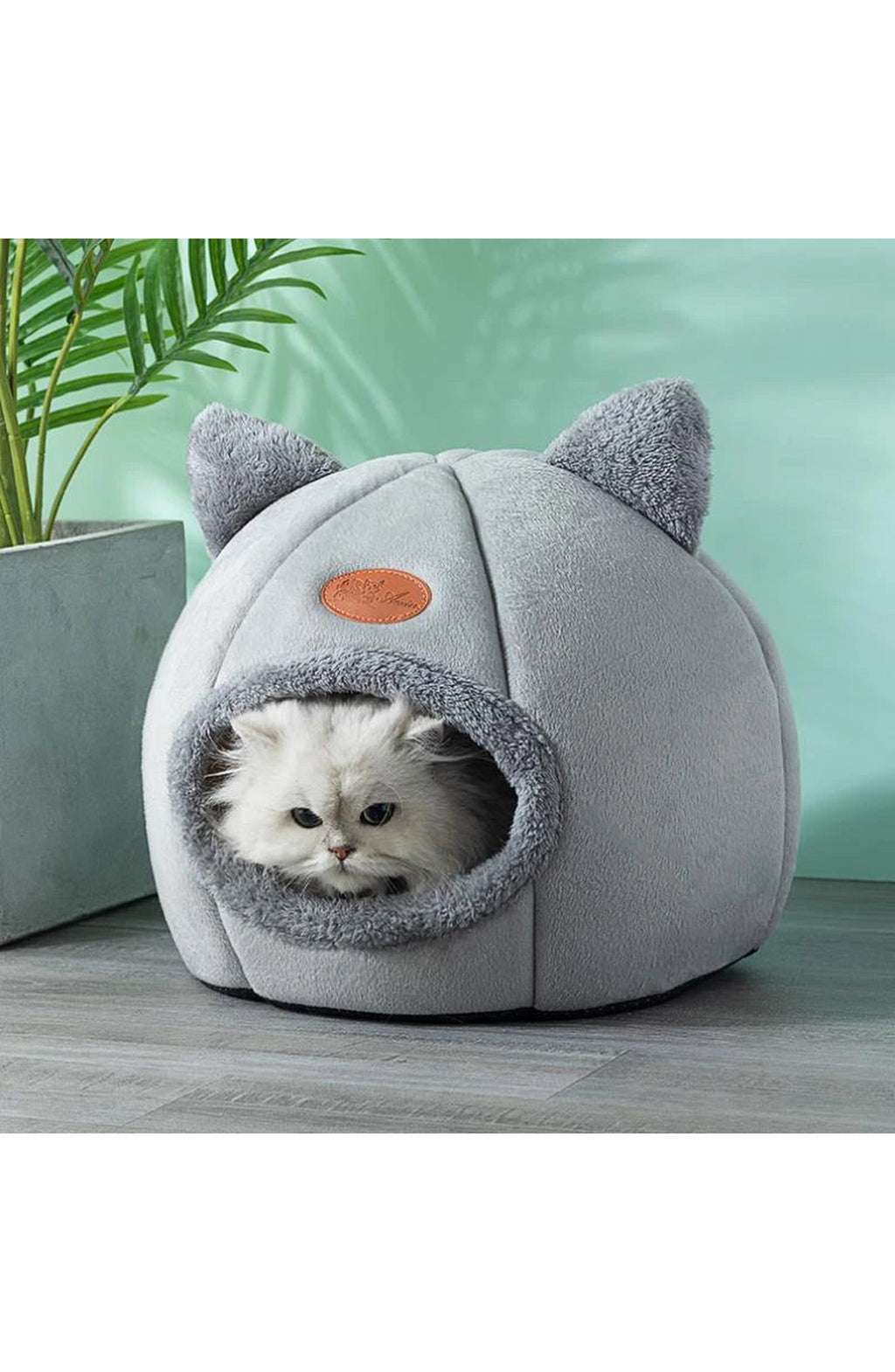 Cat Cave Bed - Plush Hooded Nest with Removable Cushion