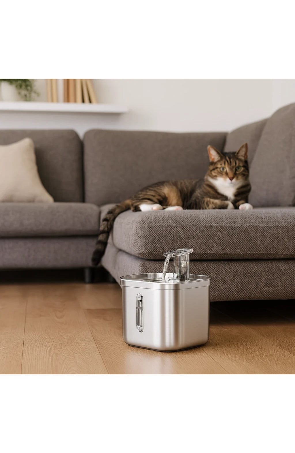 Stainless Steel Pet Water Dispenser - Filtered, Auto Circulation