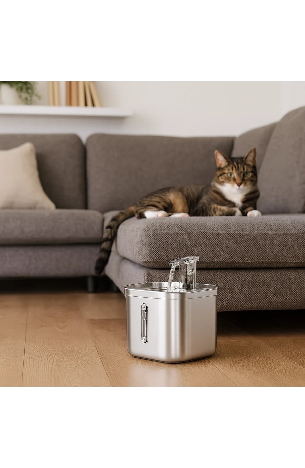 Stainless Steel Pet Water Dispenser - Filtered, Auto Circulation
