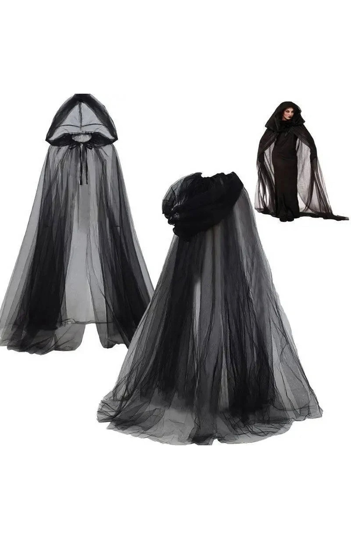 Witch Cloak Costume for Women - Hooded Halloween Robe