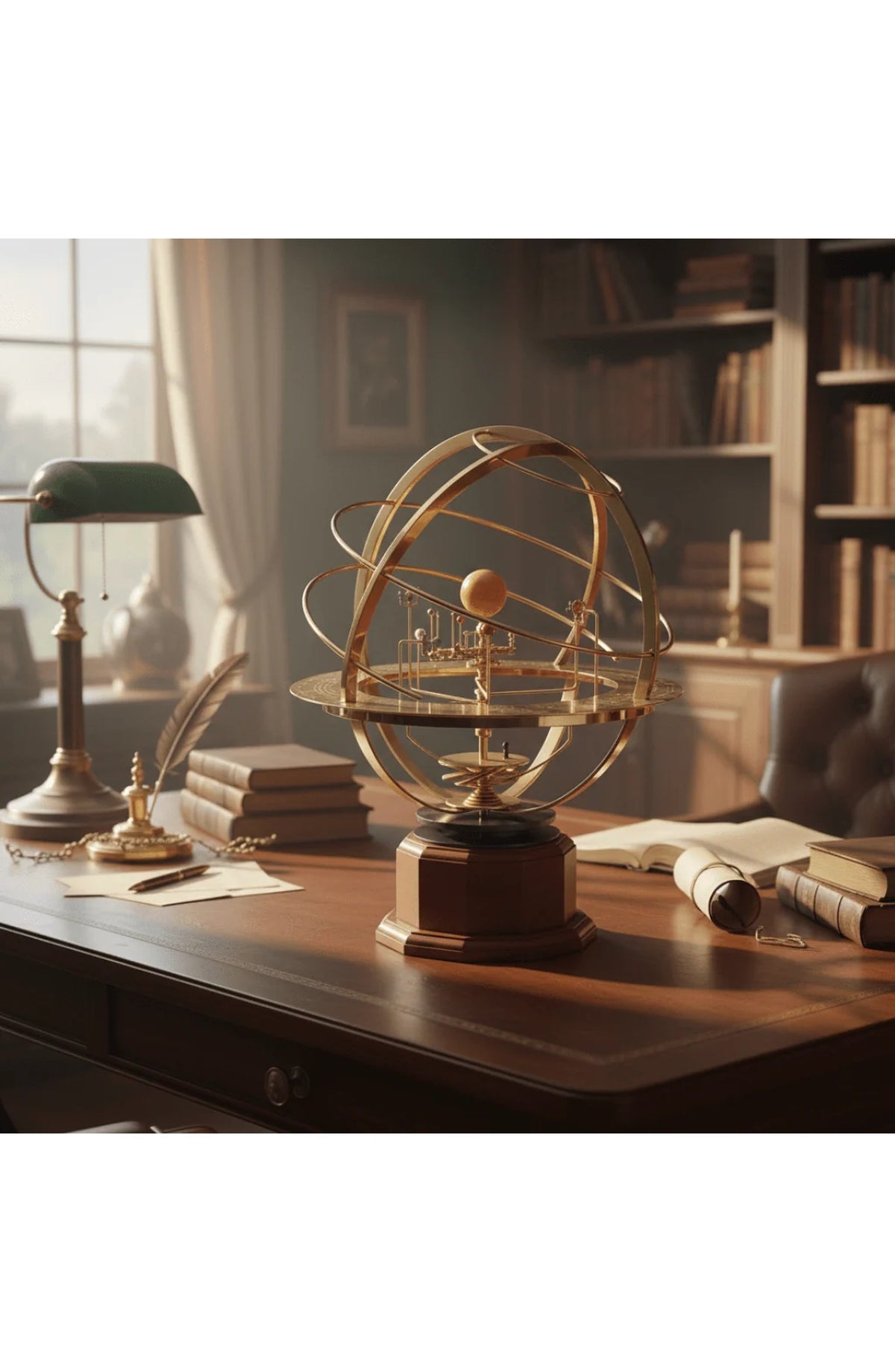 Brass Solar System Orrery - Hand-Rotated Desktop Model