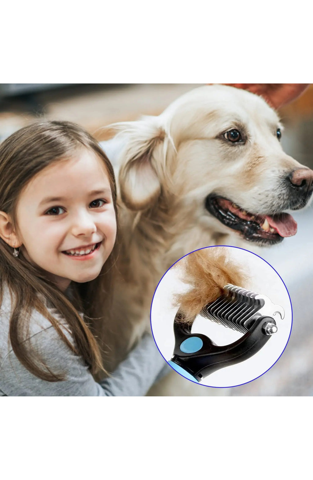 Pet Deshedding Brush - Fur Remover & Knot Cutter Comb