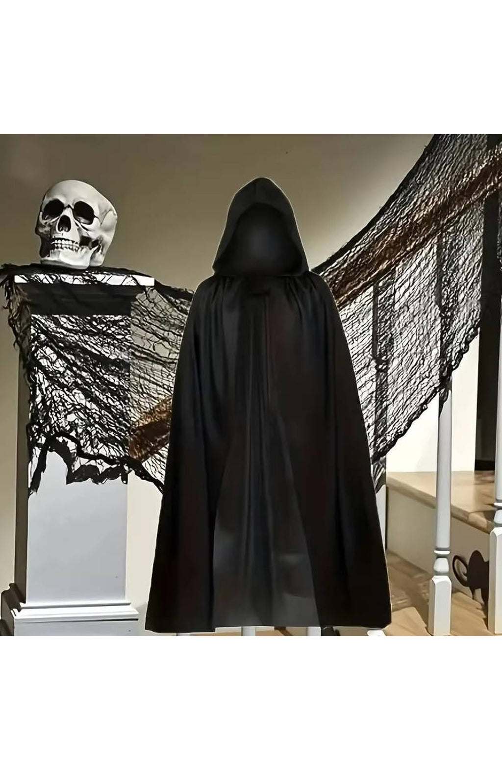 Hooded Horror Costume Robe - Black or Purple, 3 Lengths