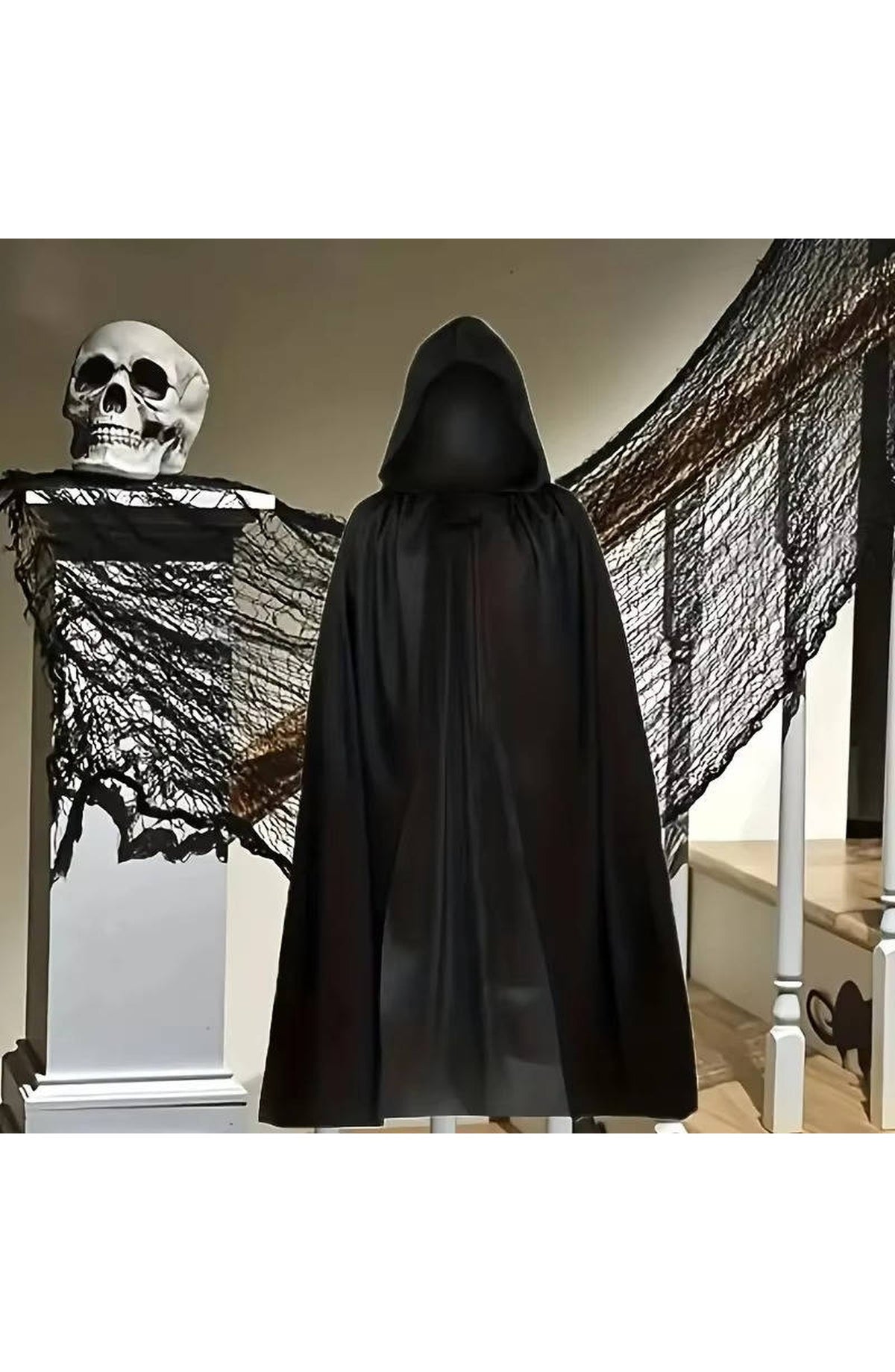 Hooded Horror Costume Robe - Black or Purple, 3 Lengths