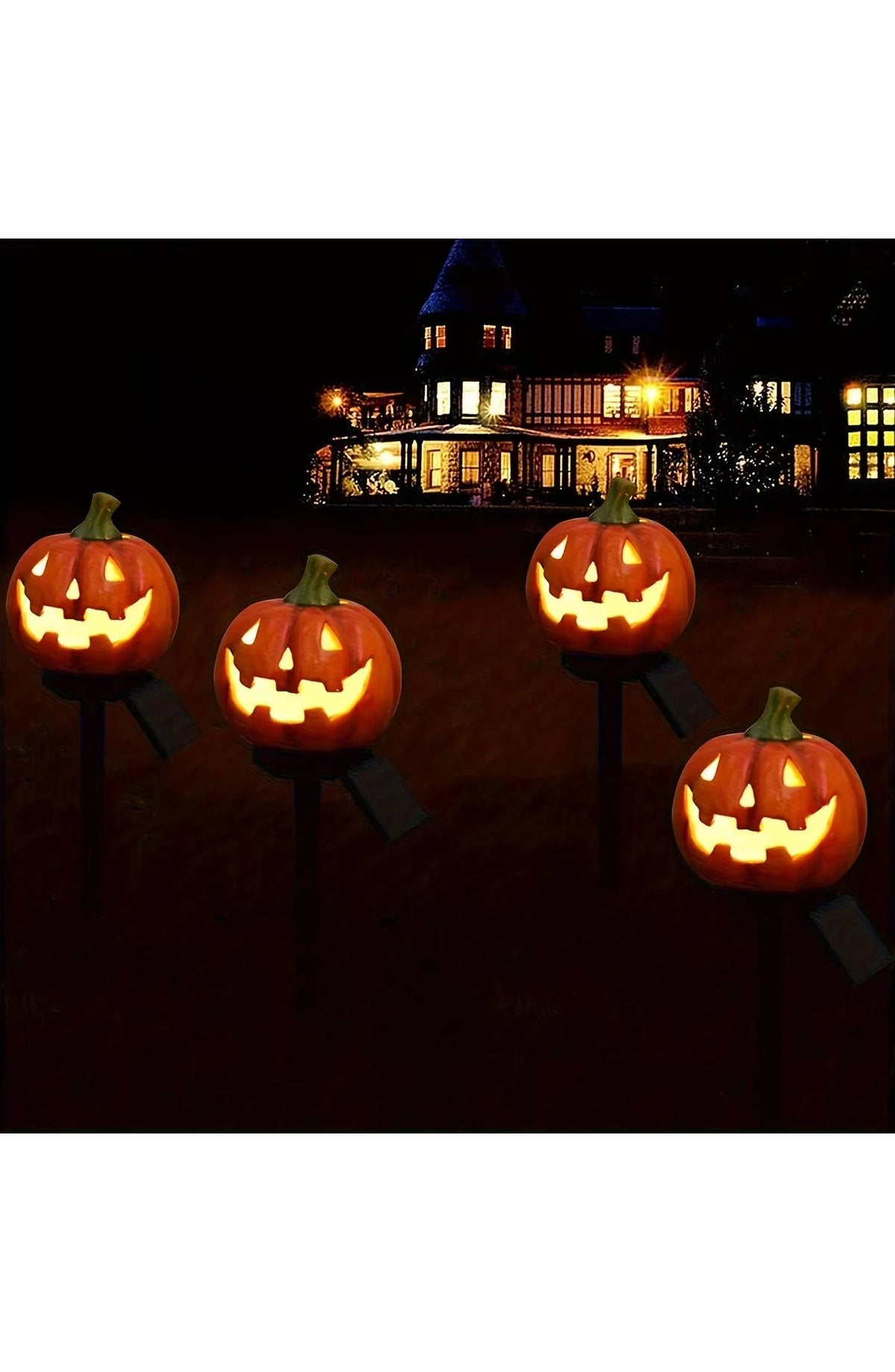 Pumpkin Decor Pathway Lights - Solar Jack-o-Lantern Stakes