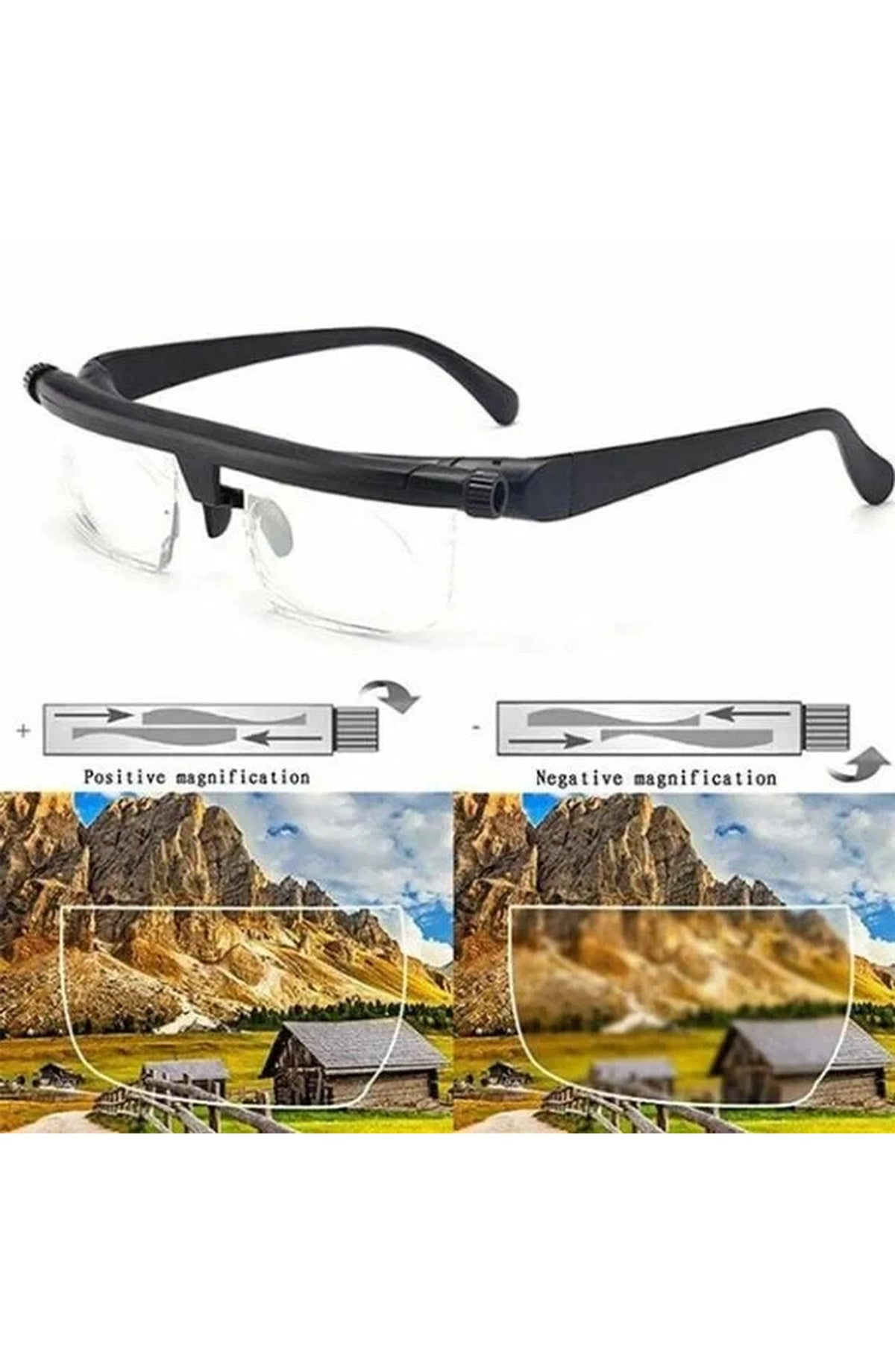 Adjustable Focus Reading Glasses, Dial Adjustable Lenses, Near and Far