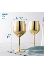 Stainless Steel Wine Glasses, Gold Shatterproof Metal Wine Cups – 500 ml