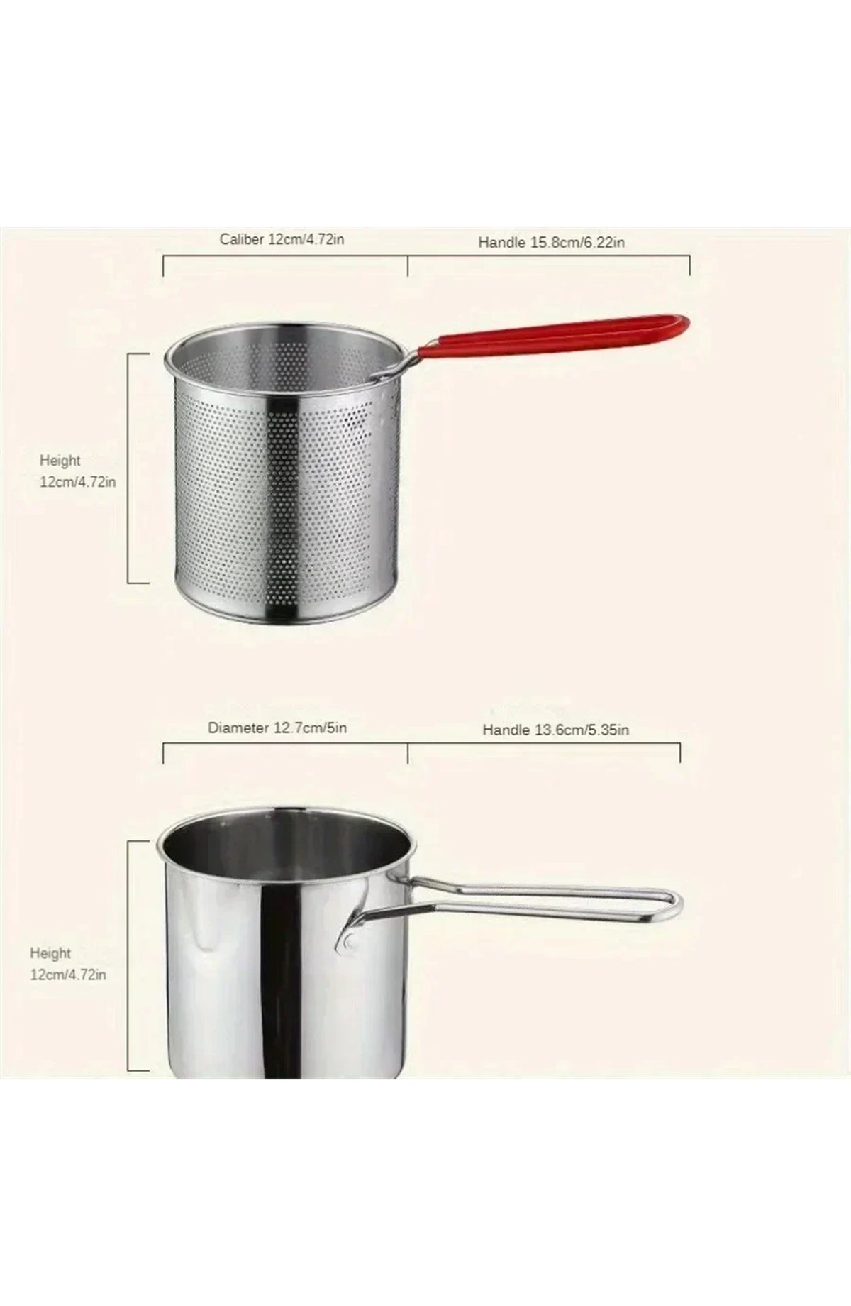 Deep Fryer Pot with Strainer Basket, 304 Stainless Steel – 1200 ml