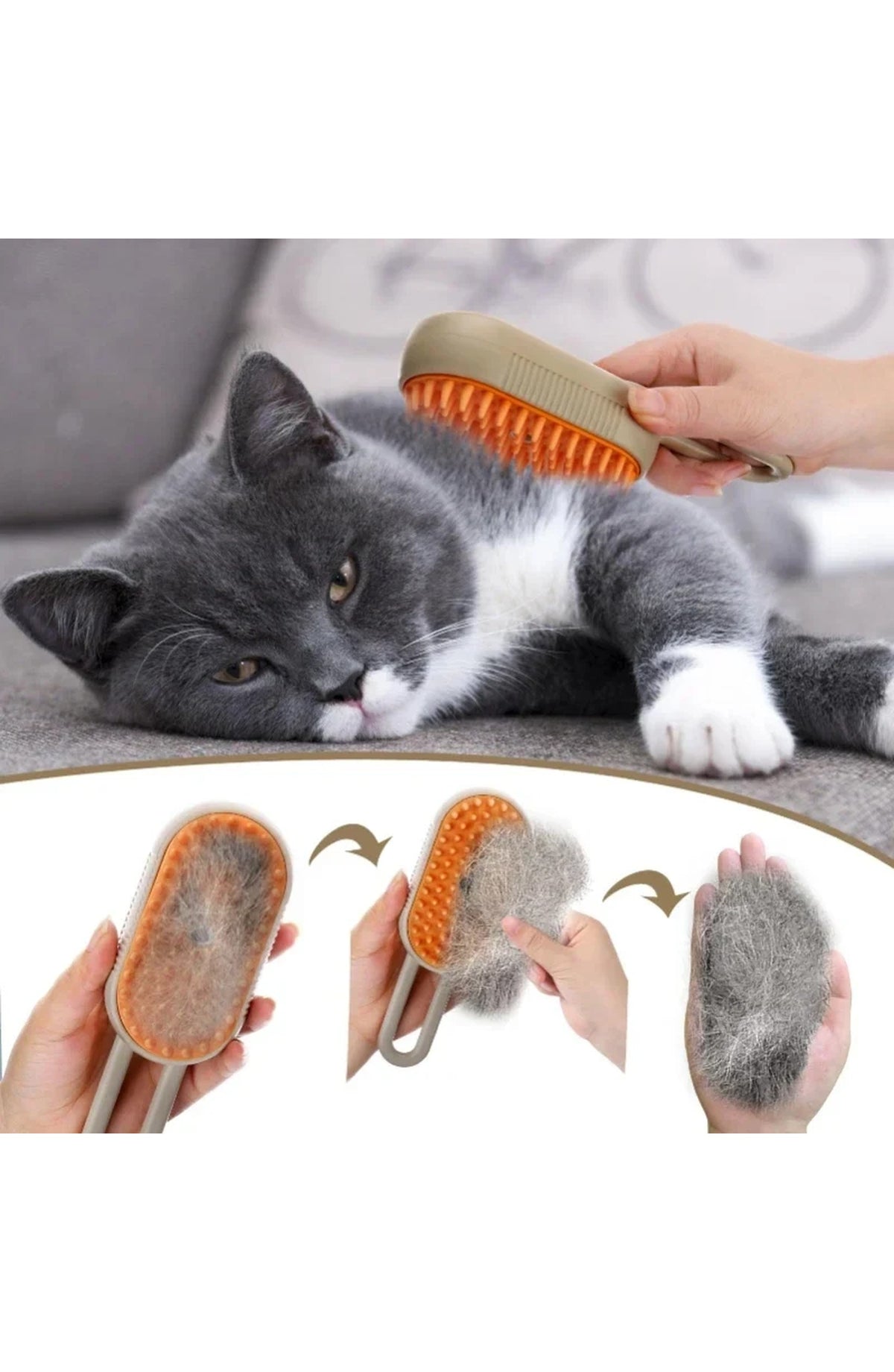 3-in-1 Pet Steam Grooming Brush - Deshedding & Massage
